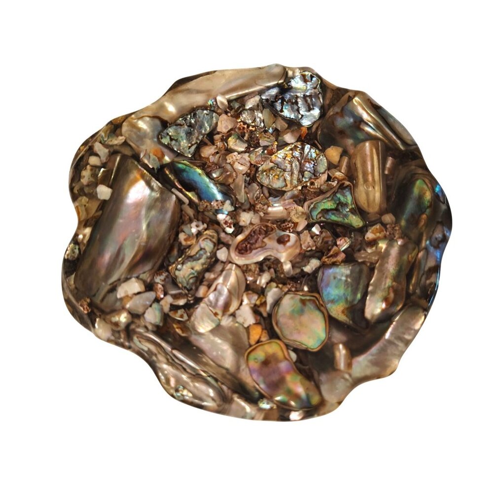 Vintage Abalone Shell Resin Trinket Soap Dish Retro Vibes, 5"
